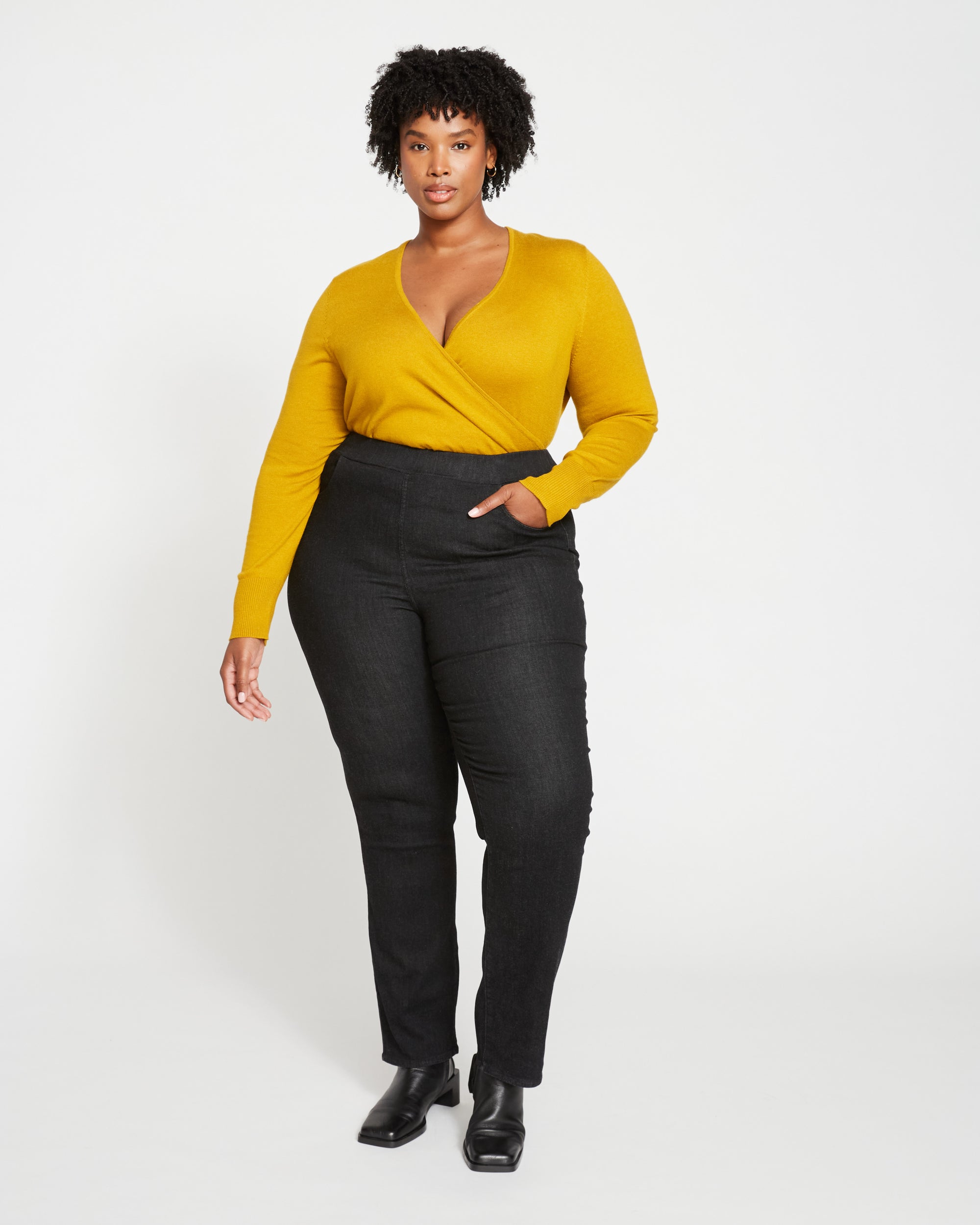 ComfortDenim Stovepipe Jeans 32 Inch - Black