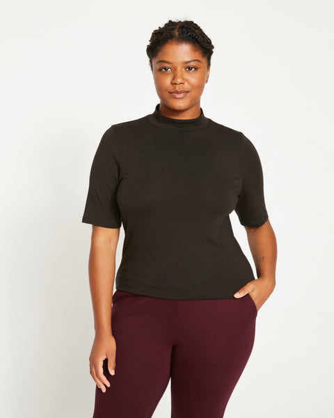 Modern Mock Neck Tee - Black – Universal Standard