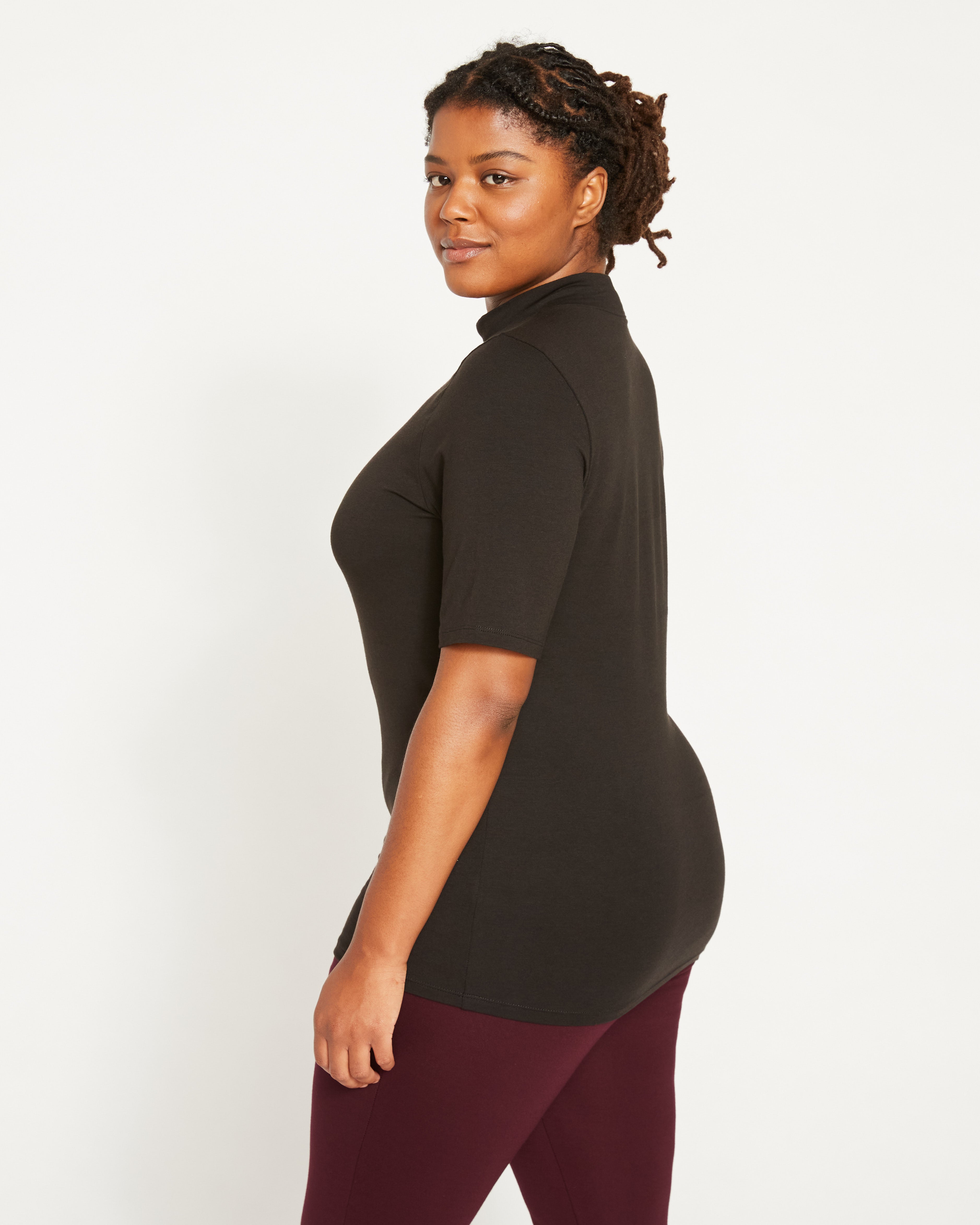 Modern Mock Neck Tee - Black – Universal Standard