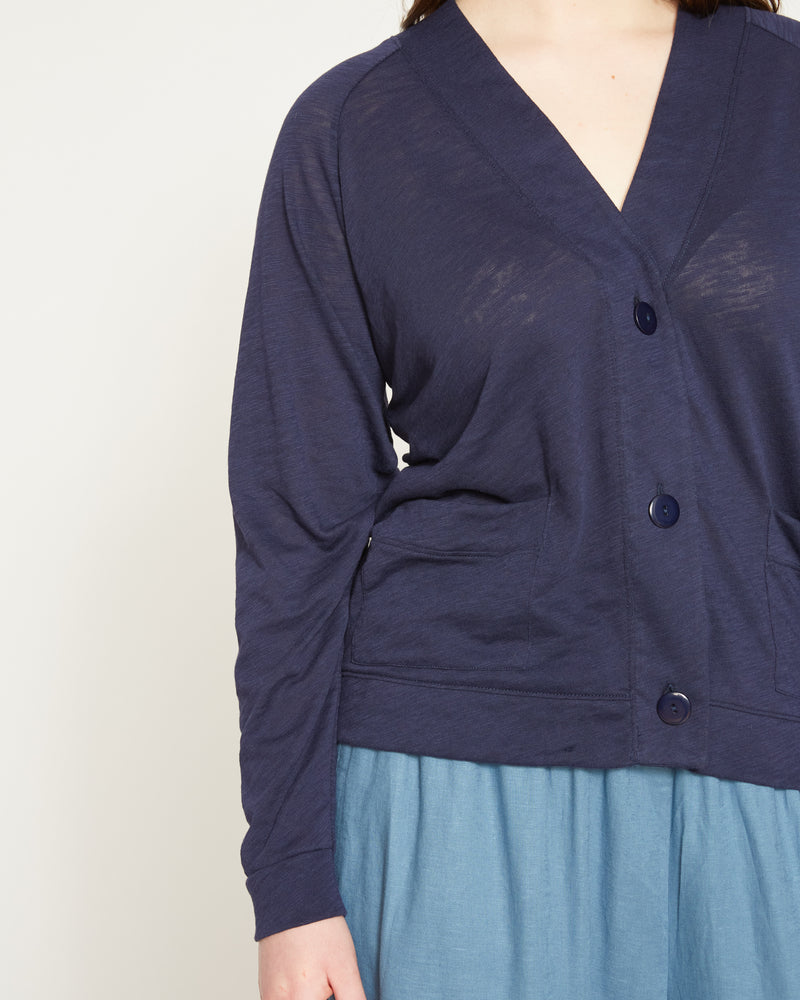 Lightweight Pima Cotton Cardi - Navy