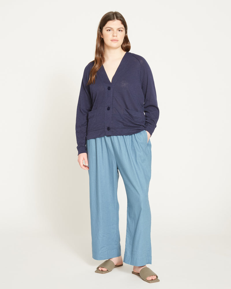 Lightweight Pima Cotton Cardi - Navy
