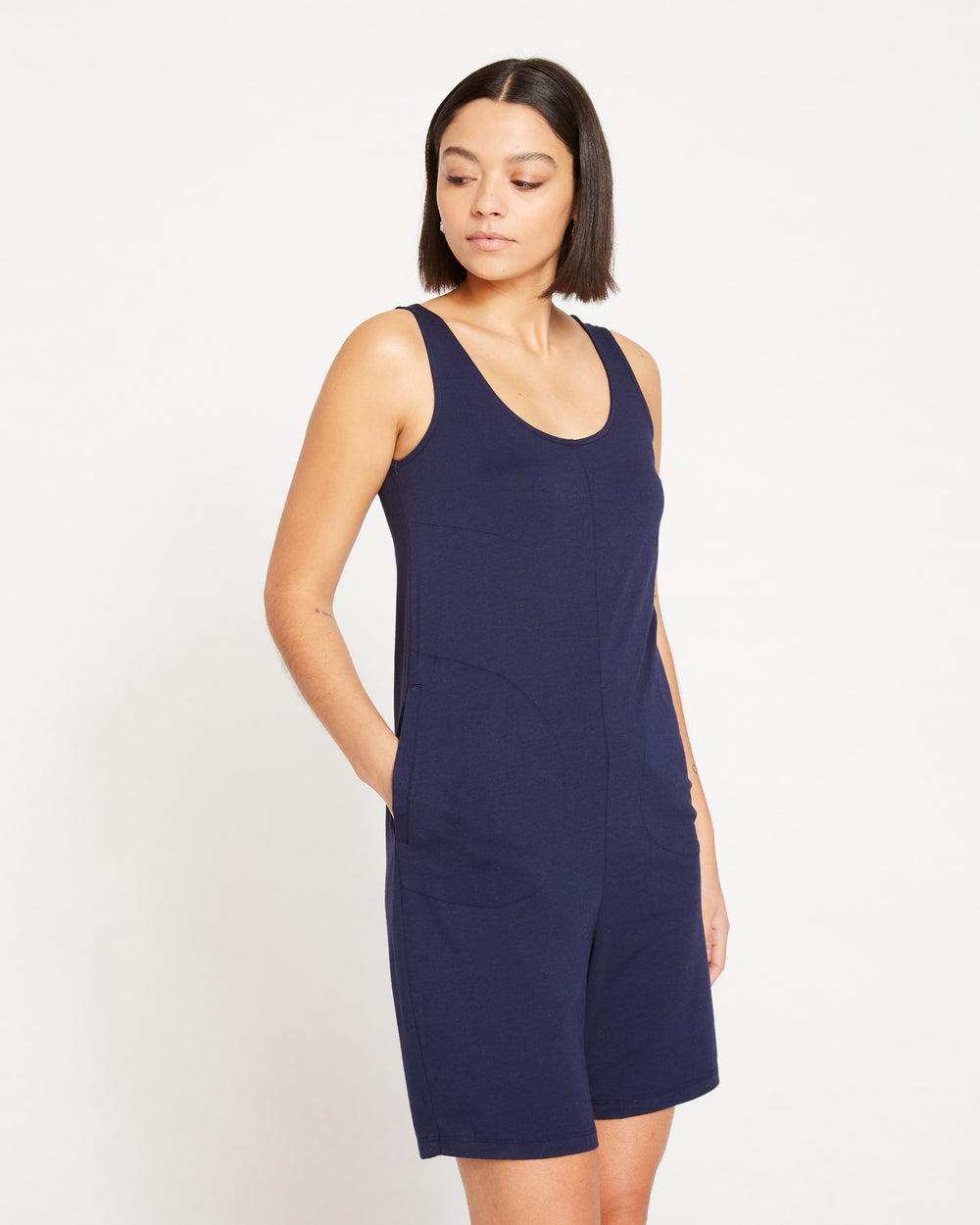 Jersey Leisure Romper - Navy