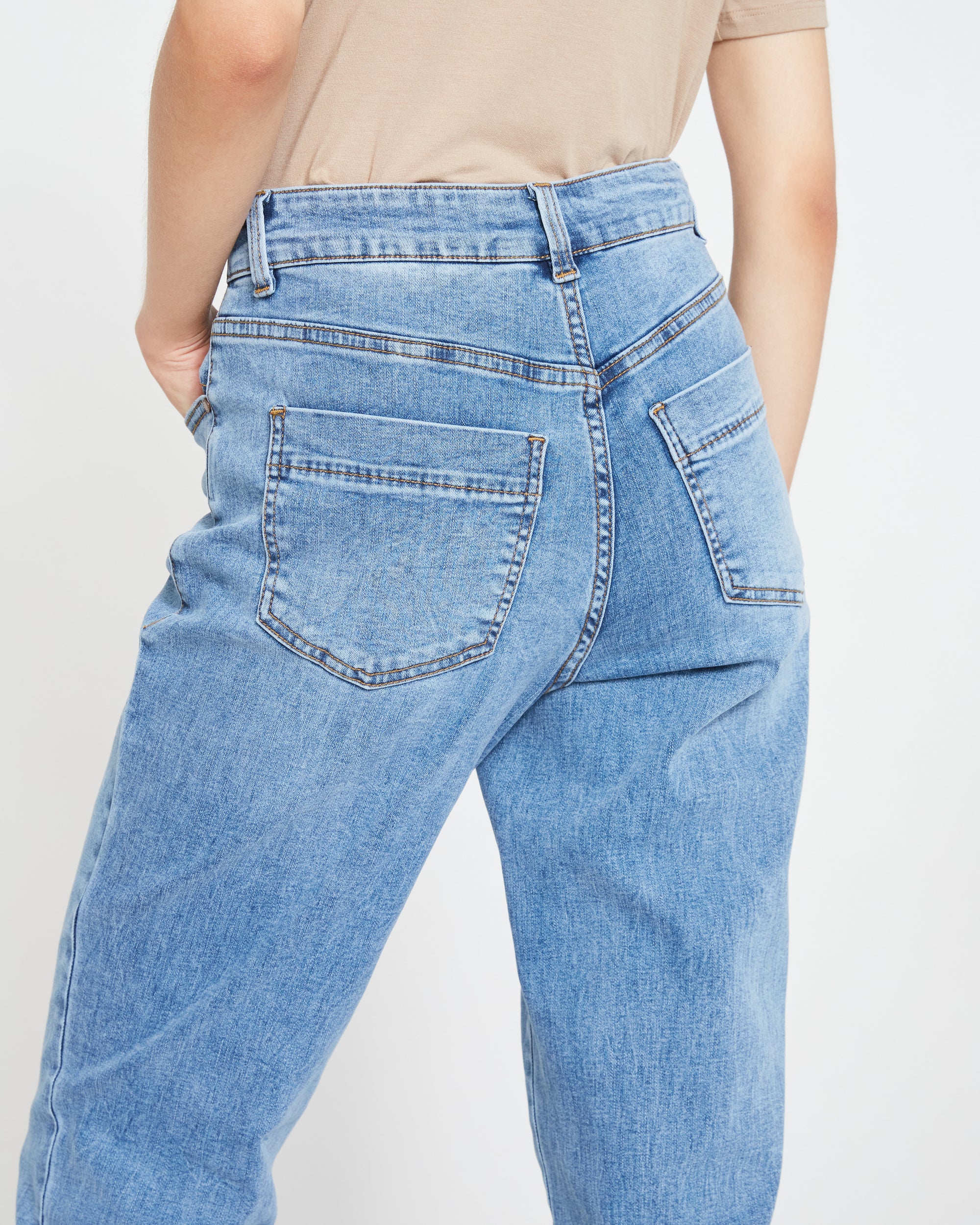 Dylan High Rise Tapered Jeans 29 Inch - Classic Washed Blue