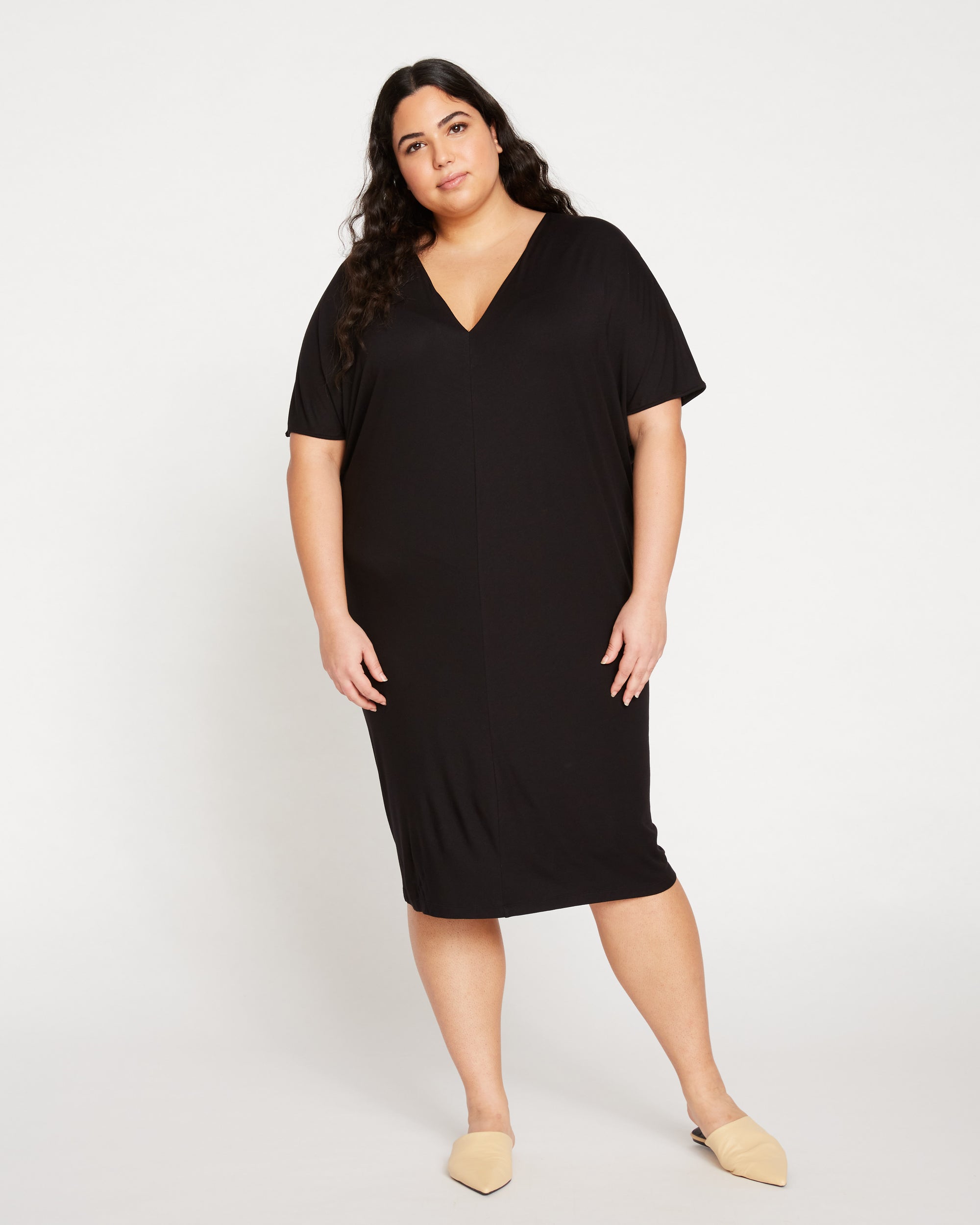 Universal Standard Women's Teresa Liquid Jersey V-Neck Dress - Black Universal Standard Women's Teresa Liquid Jersey V-Neck Dress - Black