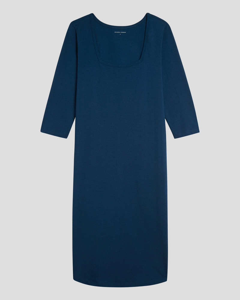 Square Neck Cocoon Dress - True Blue