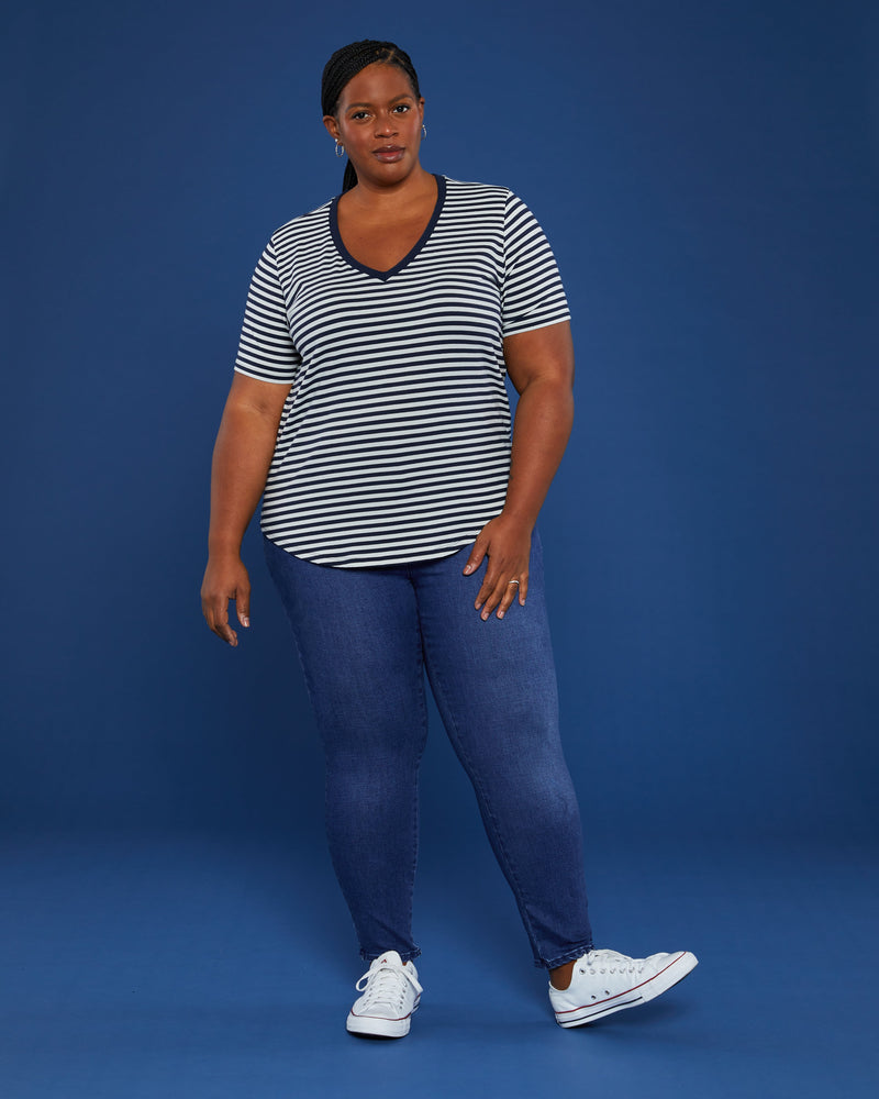 V Rex - Navy/Dove Grey Stripe