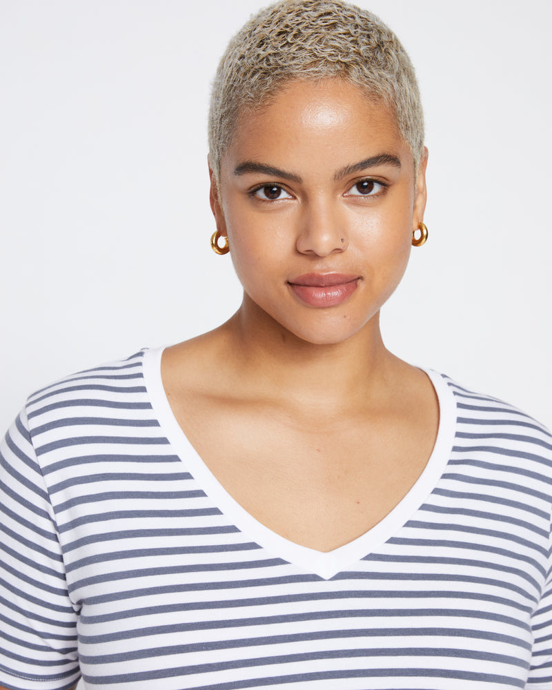 V Rex - Linen White/Steel Blue Stripe