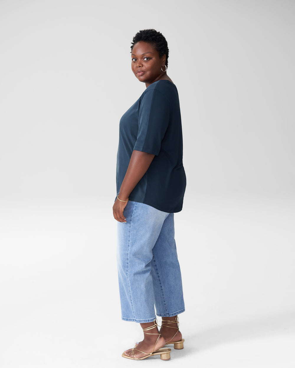 Arvo Cupro Mix Tee - Navy