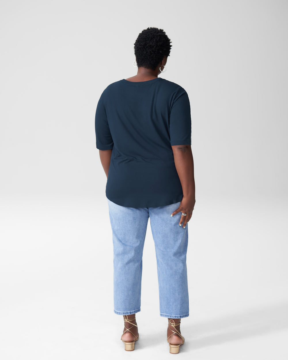 Arvo Cupro Mix Tee - Navy