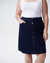 Ang Denim Button Down Skirt - Dark Indigo