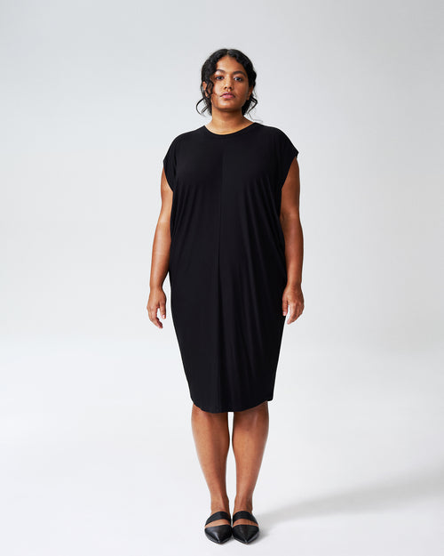 Carrea Relaxed Liquid Jersey Dress - Black