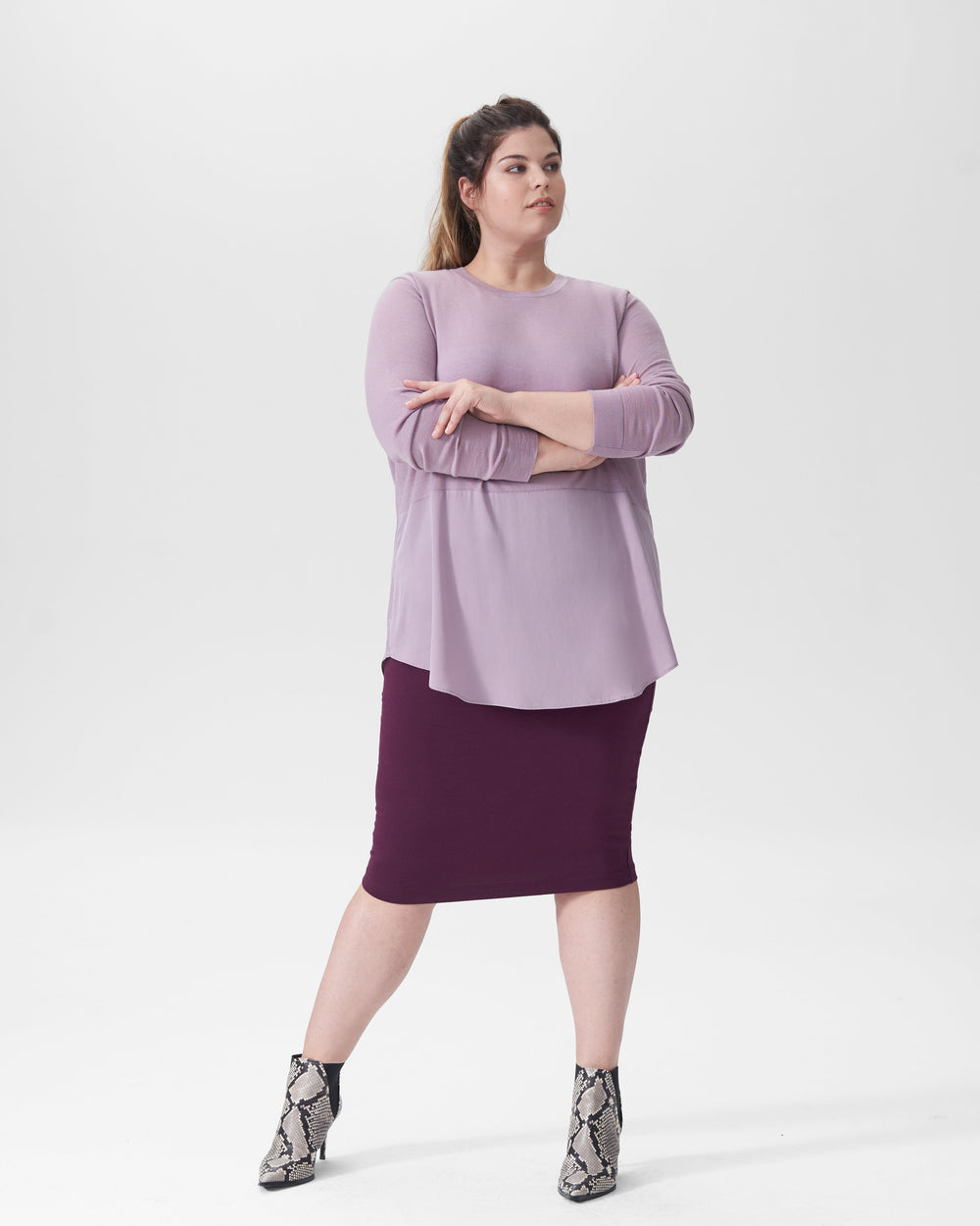 Dalia Mixed Media Sweater - Orchid