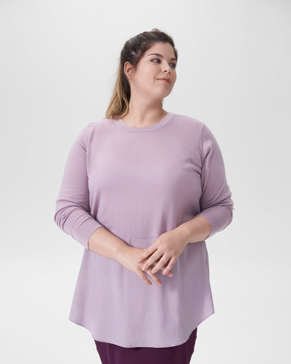 Dalia Mixed Media Sweater - Orchid