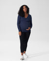 Foundation Long Sleeve V Neck Tee Mom - Navy
