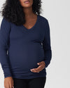 Foundation Long Sleeve V Neck Tee Mom - Navy