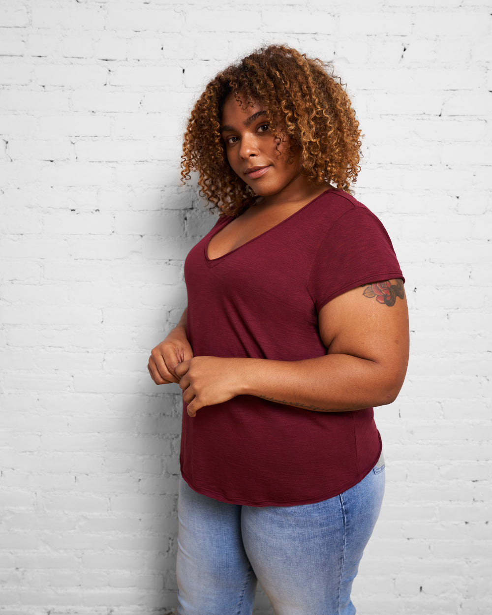 Isna Raw Edge Tee - Merlot