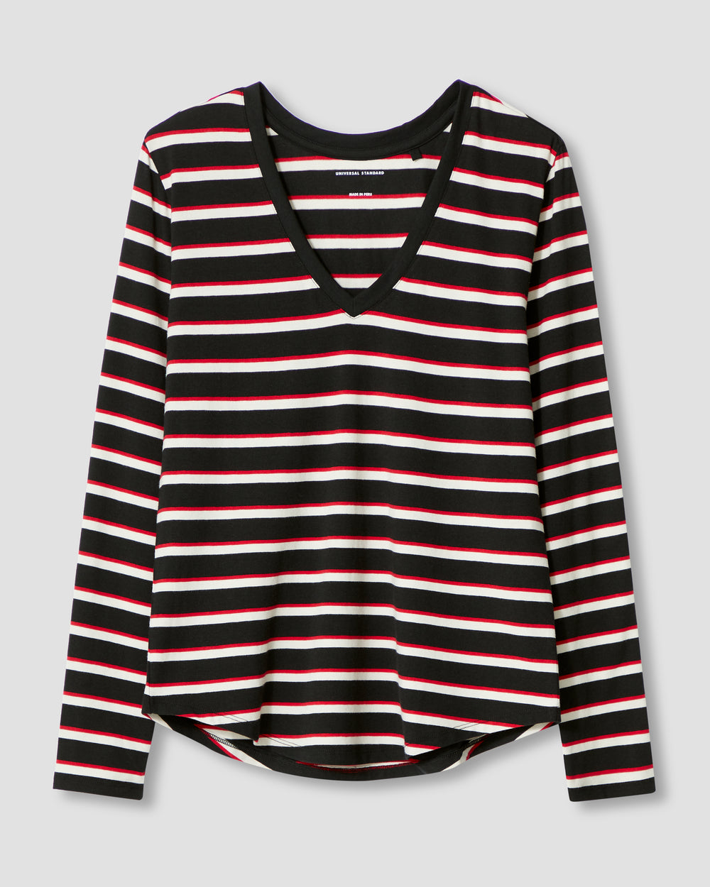 Long Sleeve V Rex - Black/Red/White Stripe