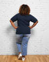 Maia Stovepipe Sleeve Tee - Navy