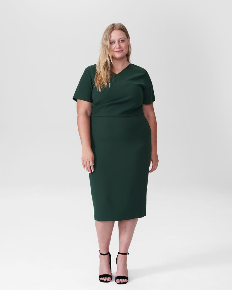 Mary Double Luxe Dress - Forest Green