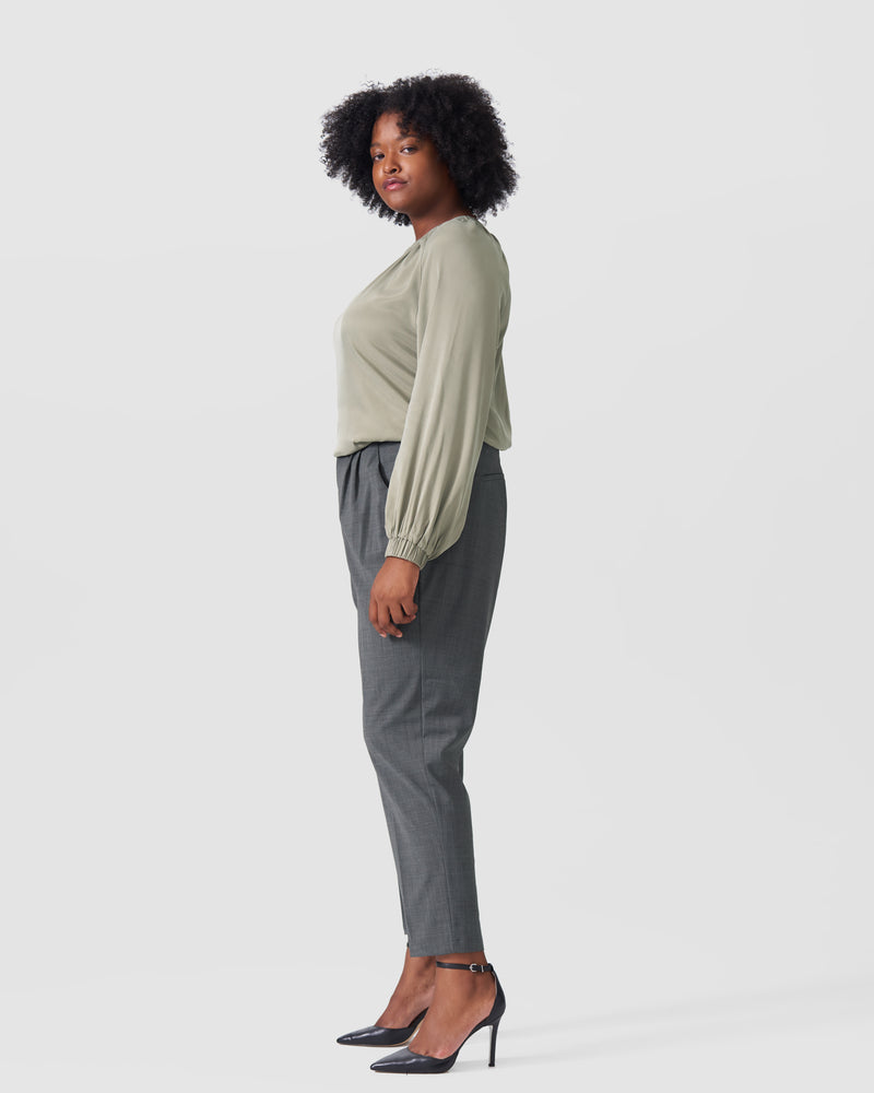 Patricia Long Sleeve Gathered Neck Blouse - Sage