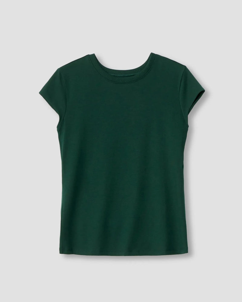 Ashley Cap Sleeve Tee - Forest Green