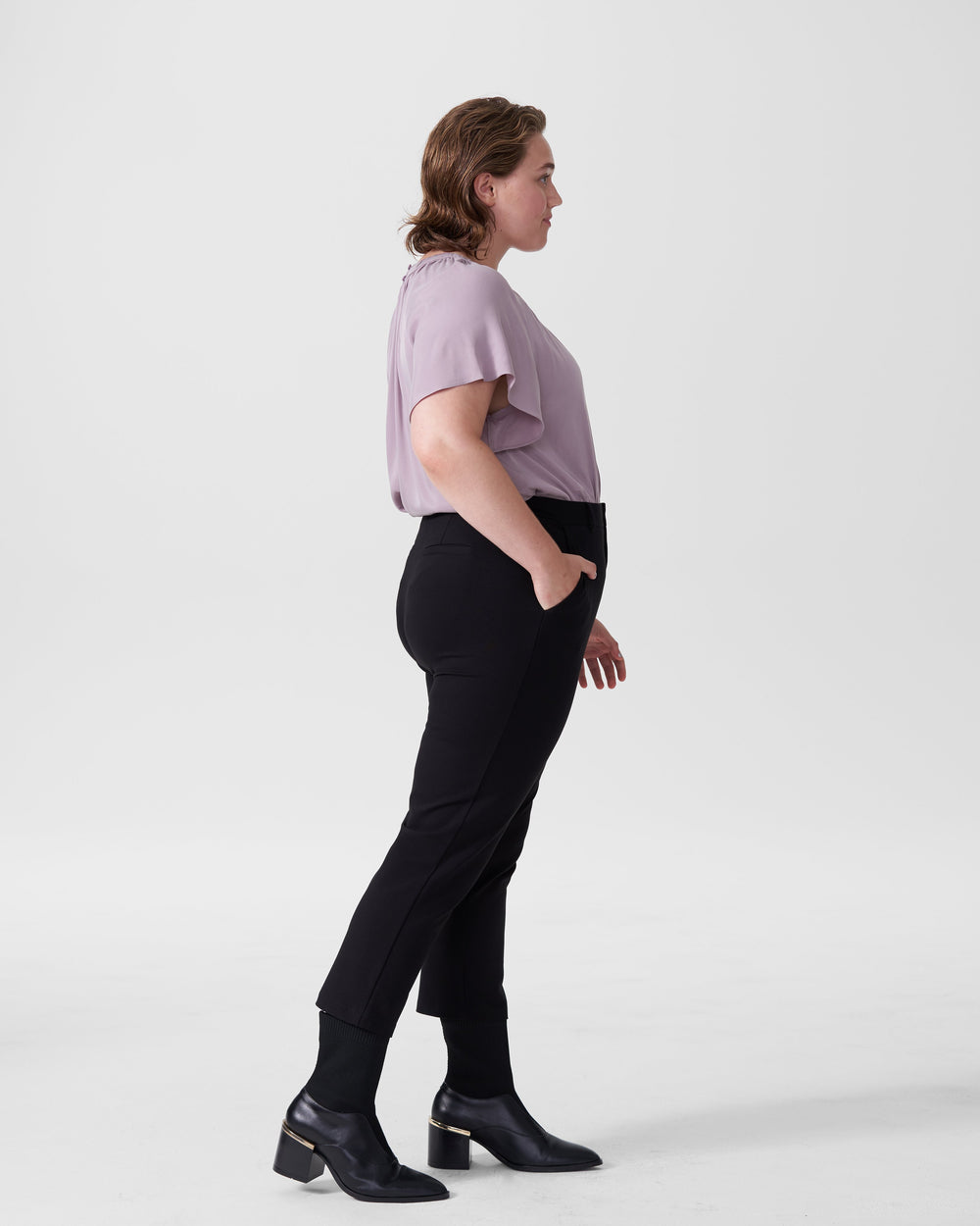 Alex Short Sleeve Shirred Top - Orchid