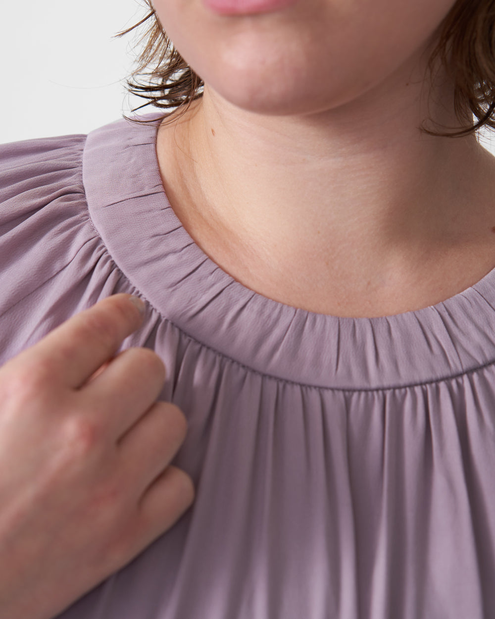 Alex Short Sleeve Shirred Top - Orchid