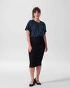 Alex Short Sleeve Shirred Top - Navy