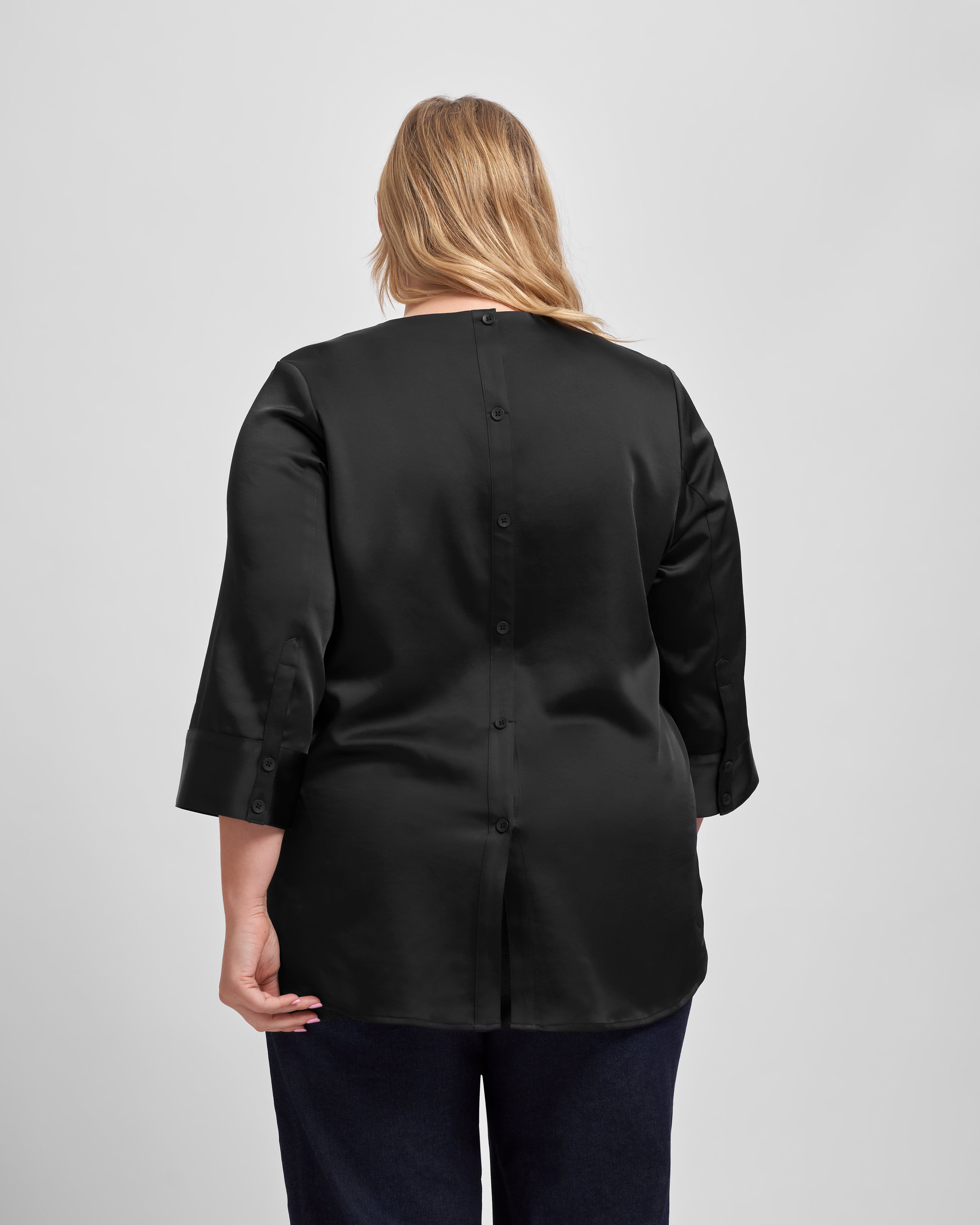Louise Long Sleeve Satin Blouse - Black – Universal Standard