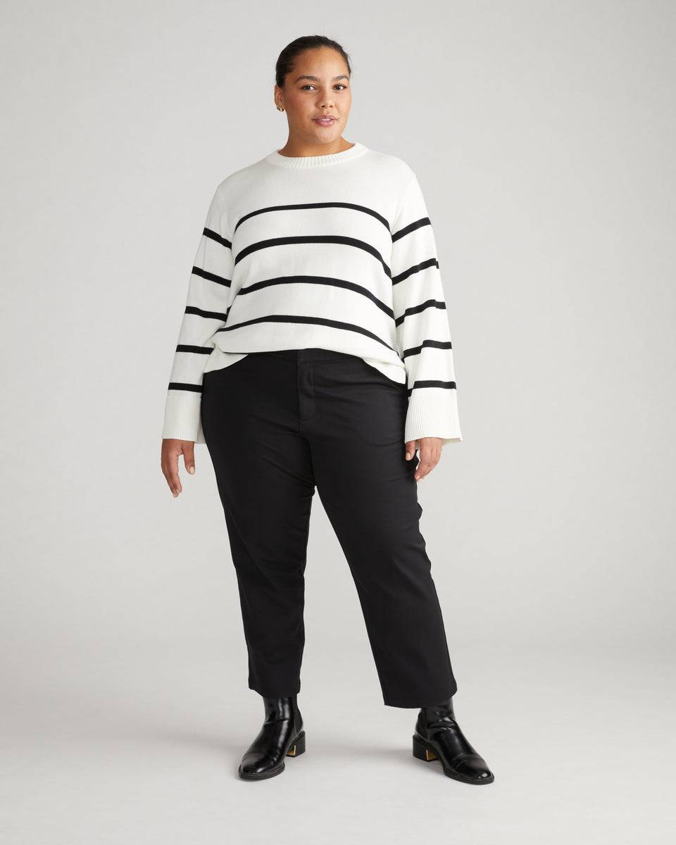 Cropped Stretch Twill Cigarette Pants - Black Zoom image 0