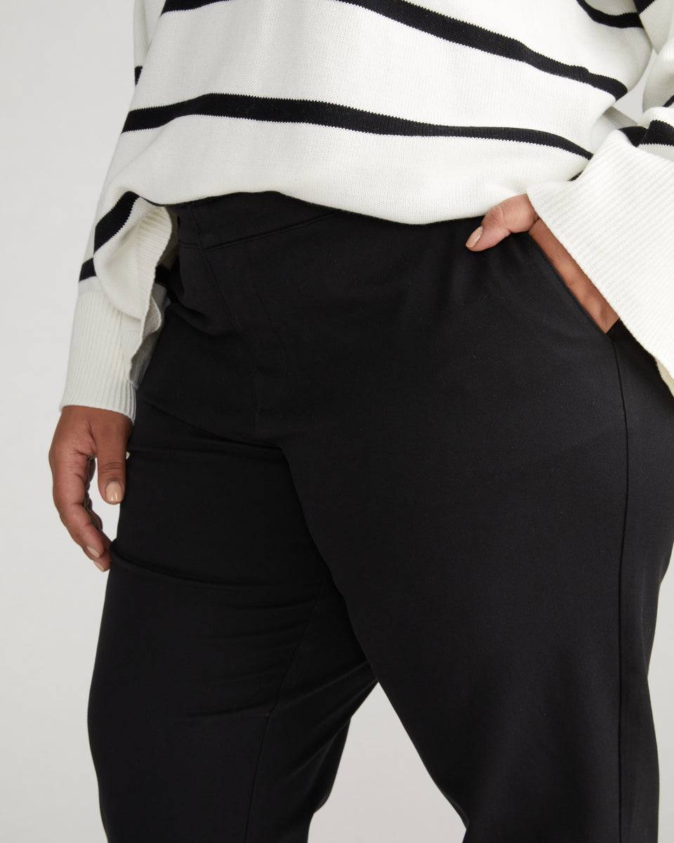 Cropped Stretch Twill Cigarette Pants - Black Zoom image 1