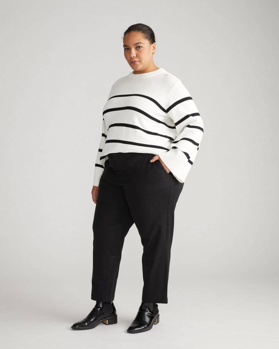 Cropped Stretch Twill Cigarette Pants - Black Zoom image 2