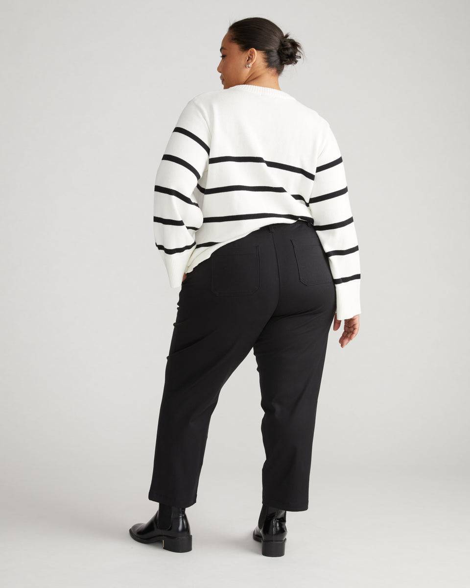 Cropped Stretch Twill Cigarette Pants - Black Zoom image 3