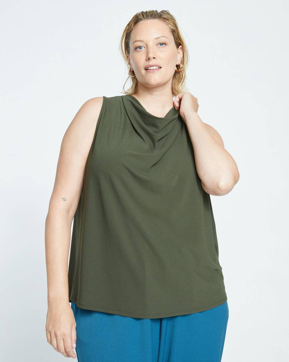 Crepe Jersey Cowl Tank Blouse - Evening Forest Zoom image 1