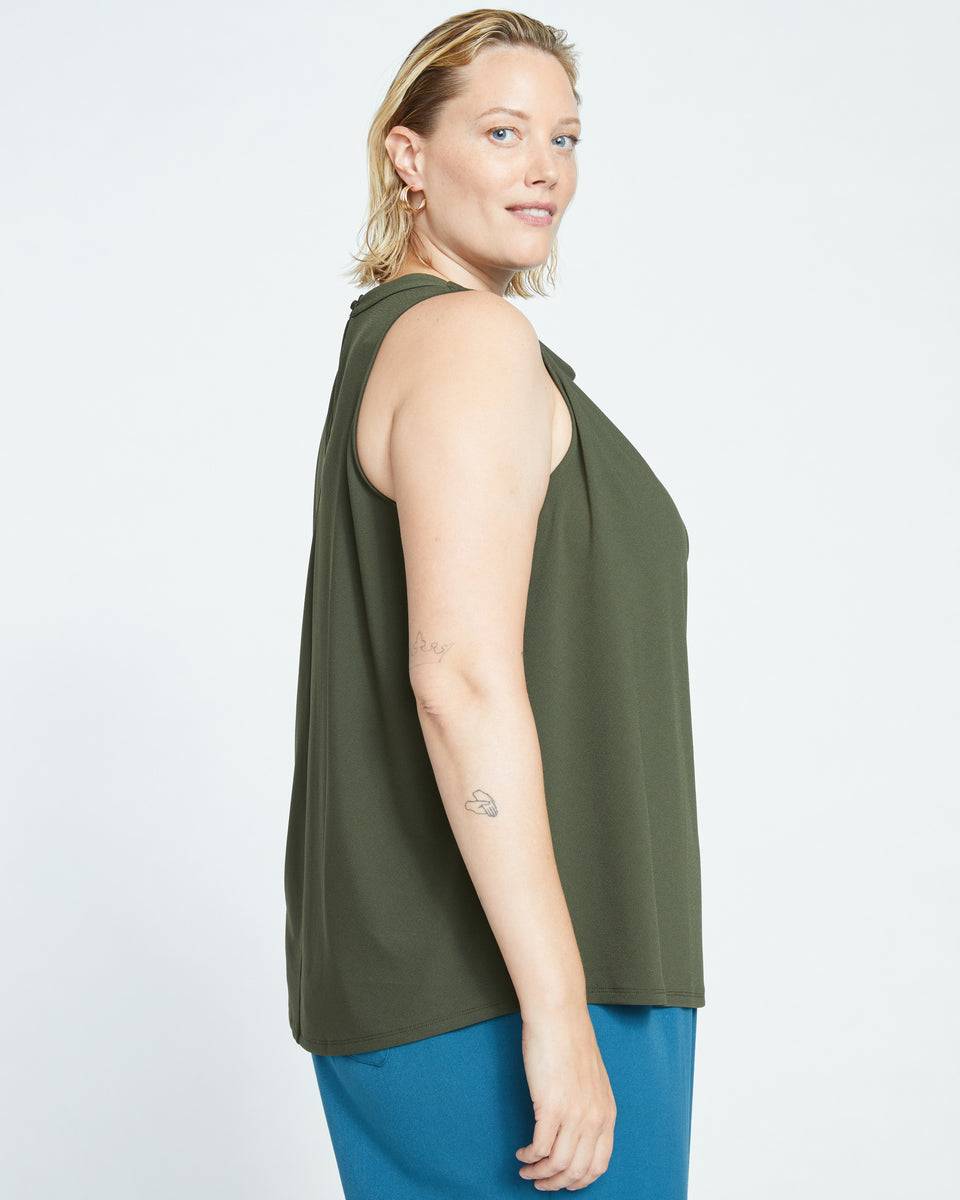 Crepe Jersey Cowl Tank Blouse - Evening Forest Zoom image 2