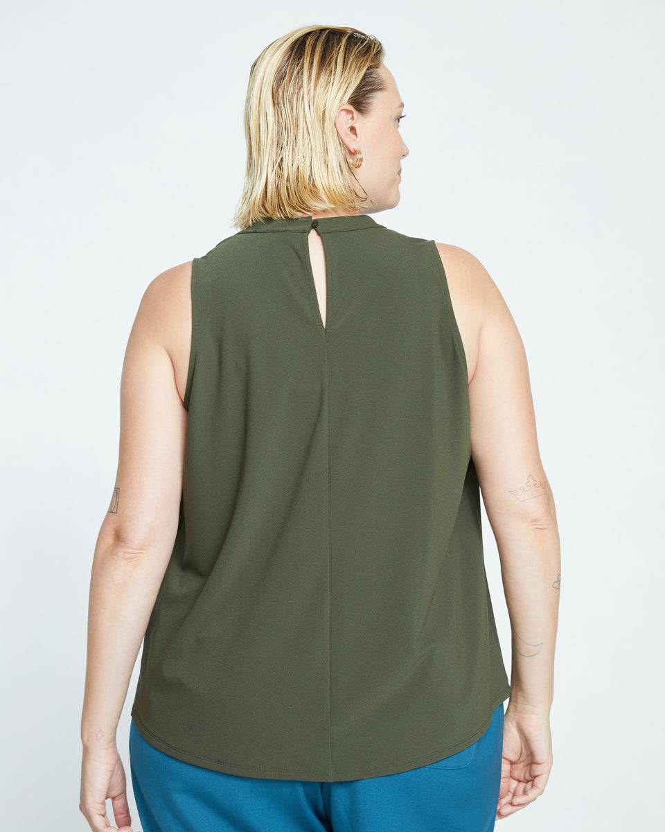 Crepe Jersey Cowl Tank Blouse - Evening Forest Zoom image 3