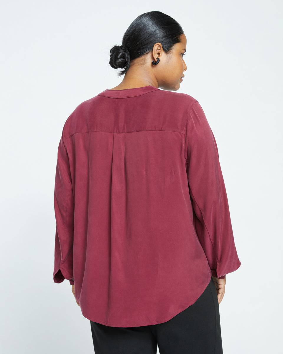 Cooling Stretch Cupro Button-Down Blouse - Rioja Zoom image 4