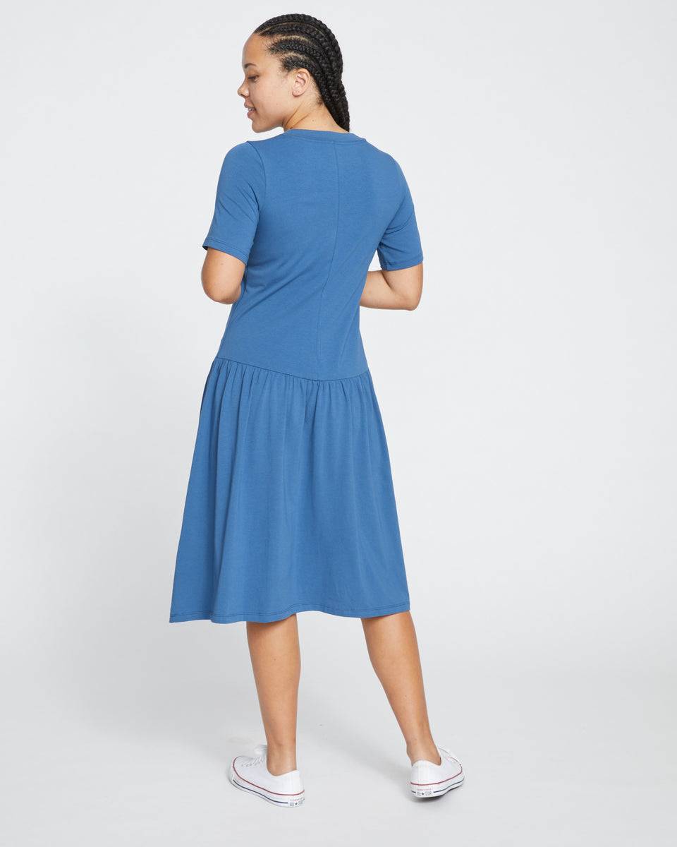 Sunday Garden T-Shirt Dress - Bleu Scolaire Zoom image 3