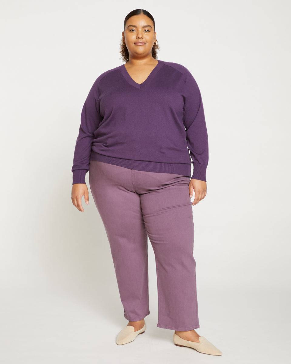 Eco Relaxed Core V Neck Sweater - Potion Purple Zoom image 2