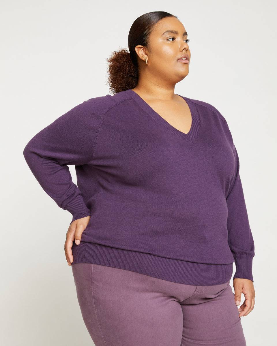 Eco Relaxed Core V Neck Sweater - Potion Purple Zoom image 3