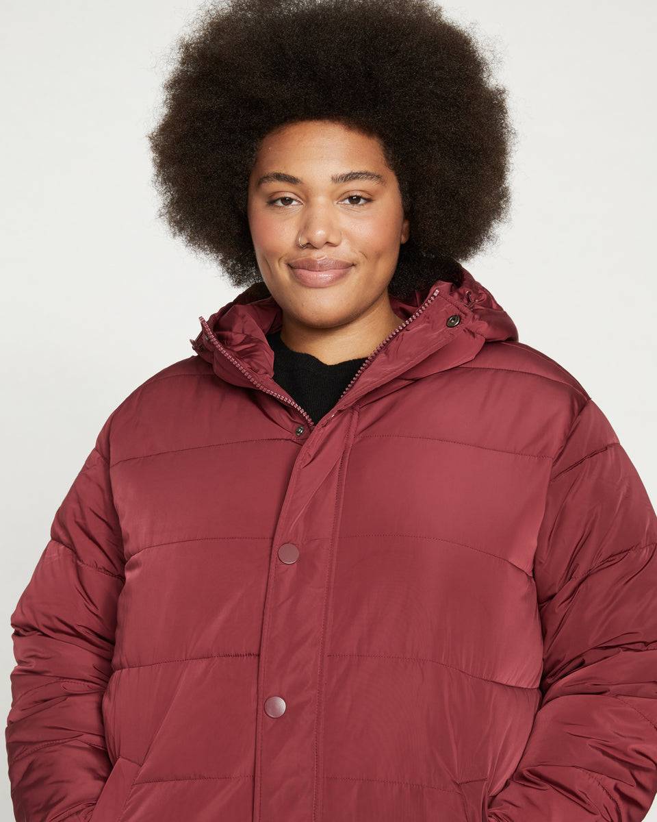 Everest Long Hooded Puffer - Rioja Zoom image 1