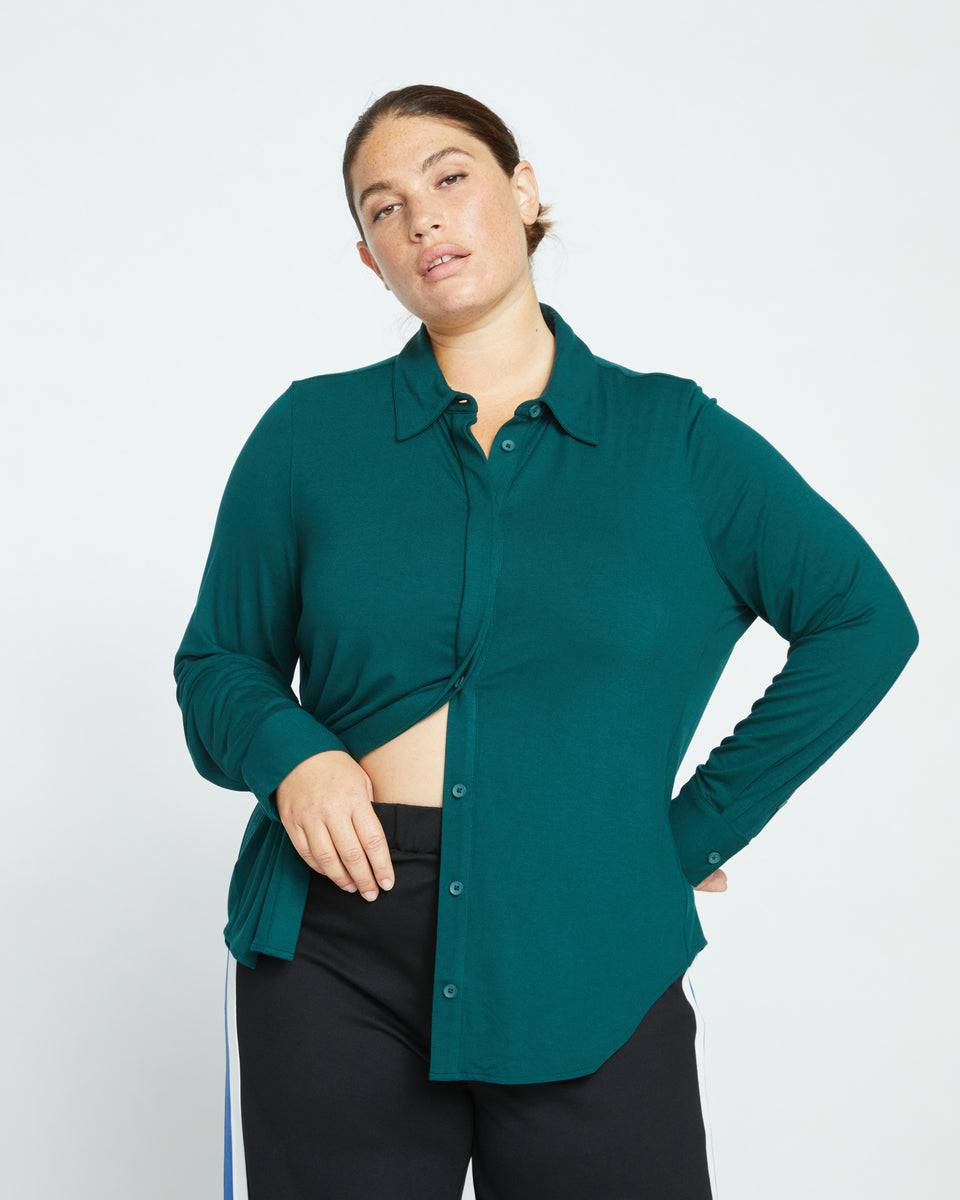Elbe Liquid Jersey Shirt Classic Fit - Forest Green Zoom image 1