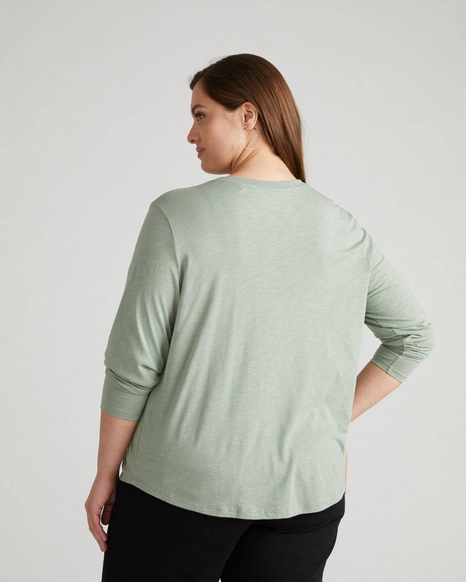 Light-As-Air Long Sleeve V Neck Tee - Sage Zoom image 3