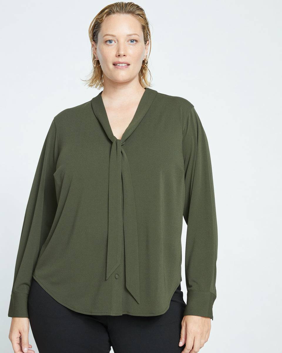 Crepe Jersey Long Sleeve Tess Blouse - Evening Forest Zoom image 1