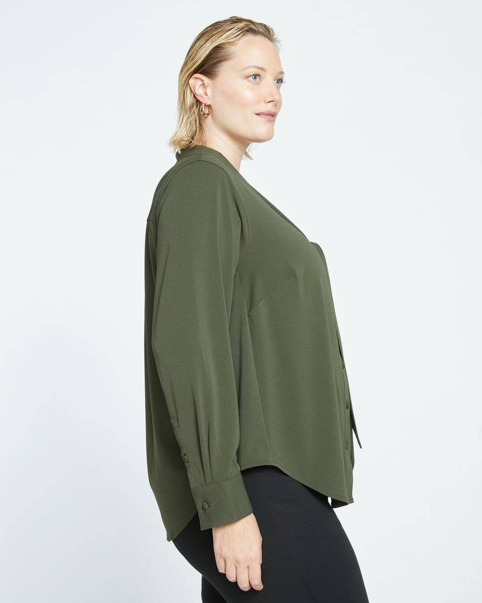 Crepe Jersey Long Sleeve Tess Blouse - Evening Forest Zoom image 2