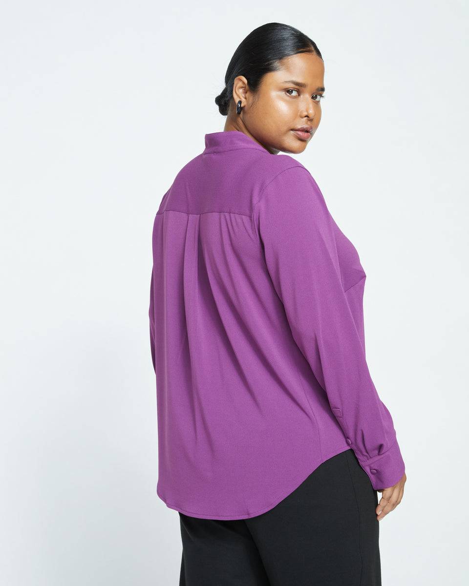 Crepe Jersey Long Sleeve Tess Blouse - Compote Zoom image 3