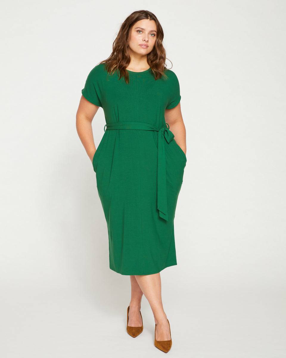 Belted Divine Jersey Dress - Irish Green Zoom image 0