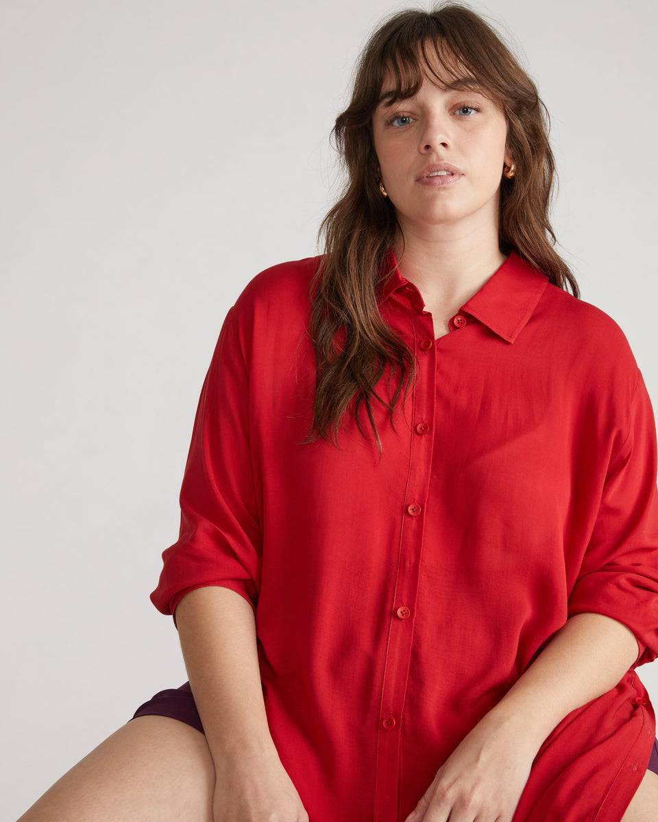 Nailah Button Down Tunic - Baywatch Red Zoom image 0
