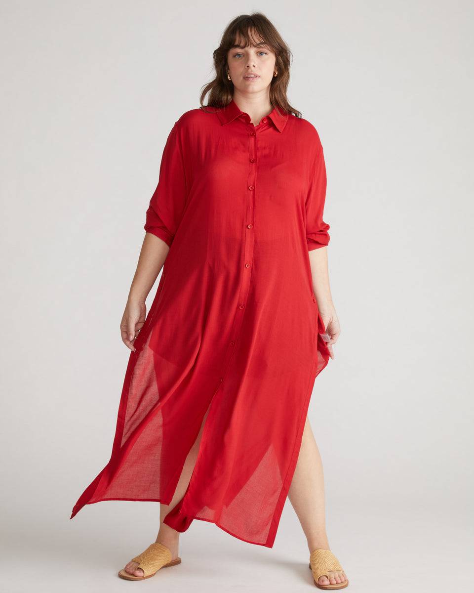 Nailah Button Down Tunic - Baywatch Red Zoom image 1