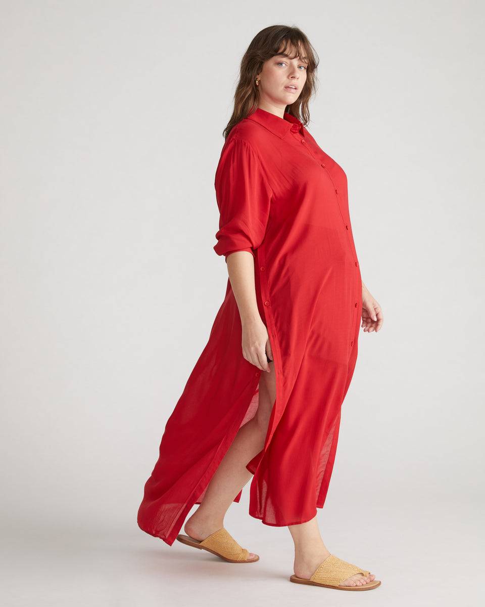 Nailah Button Down Tunic - Baywatch Red Zoom image 2